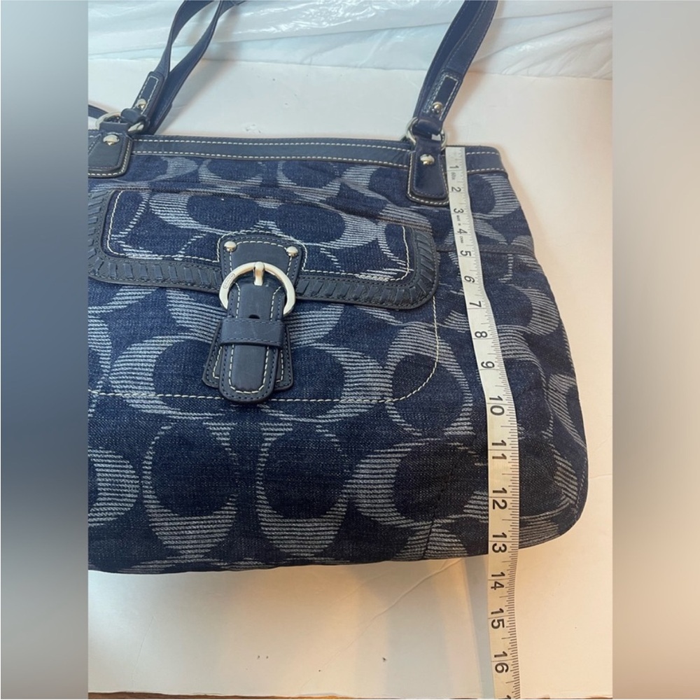Coach Poppy Denim Signature Tote Large Blue Y2K Shoulder Bag 18993 - Picture 13 of 14